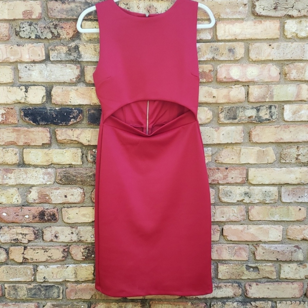 Red Sleeveless Dress with Cut Out Detail